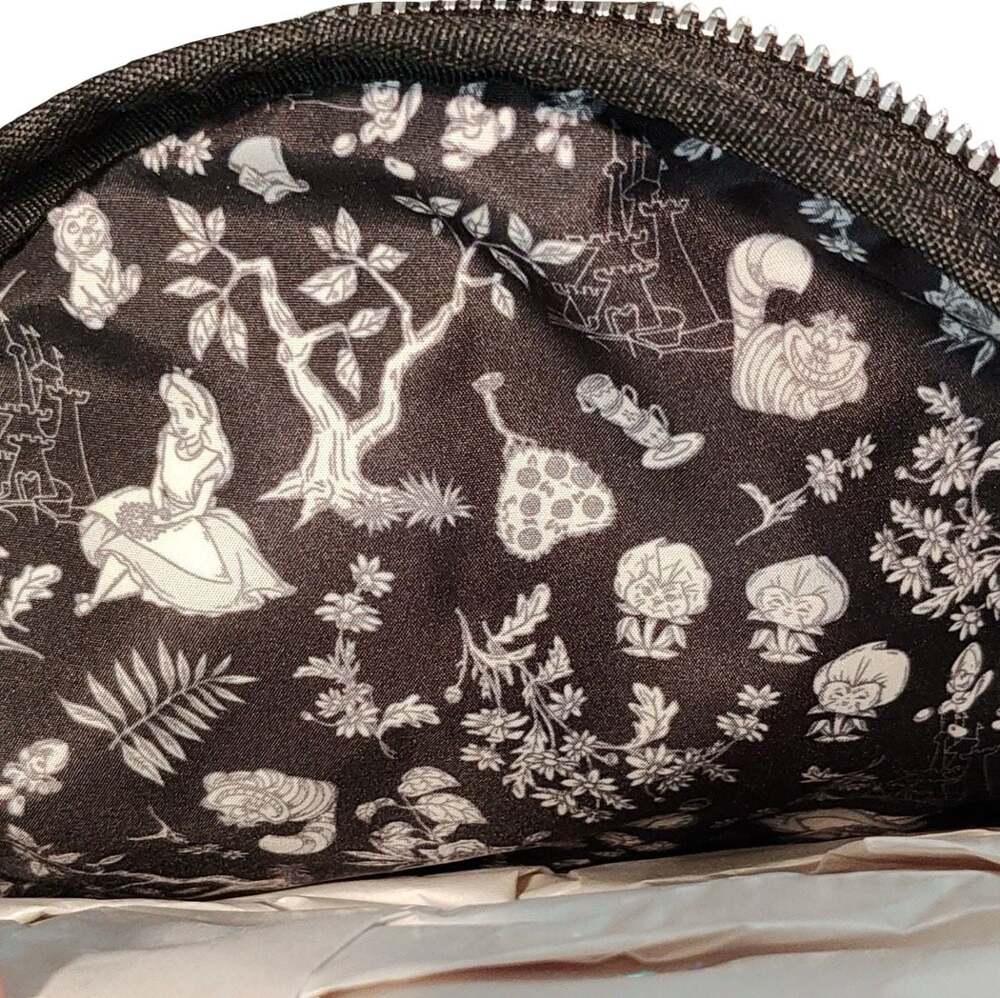 Loungefly Disney Alice in Wonderland Black and White Floral Mini Backpack with 3 - Picture 6 of 6